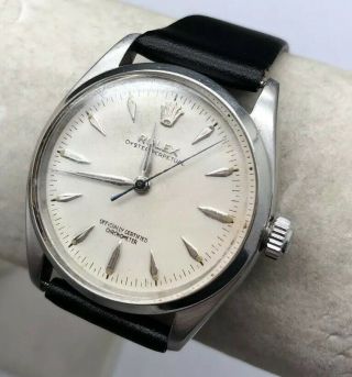 1950 ' s Vintage Rolex Oyster Perpetual Automatic 1030 St.  Steel Gents Wrist Watch 12