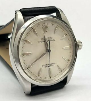 1950 ' s Vintage Rolex Oyster Perpetual Automatic 1030 St.  Steel Gents Wrist Watch 2