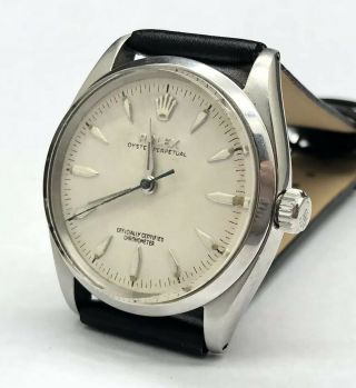 1950 ' s Vintage Rolex Oyster Perpetual Automatic 1030 St.  Steel Gents Wrist Watch 3