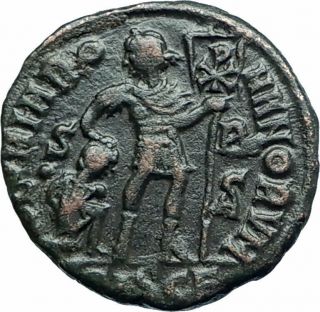 Gratian W Christian Chi - Rho Labarum Authentic Ancient 367ad Roman Coin I78558