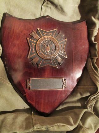 Vintage 1951 Bronze Plaque Vfw Veterans Of Foreign Wars Indianapolis Usa Award