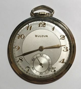 Vintage Bulova 10k Rgp Pocket Watch 17j Model 17ah
