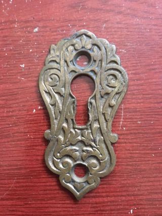 Antique Very Ornate Brass Keyhole Escutcheon