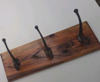 Coat Hooks Vintage Antique Wooden Rack Hat French Hook Wood Wall Iron Old 3 Cast