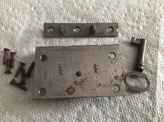 NOS Corbin No.  34 Chest Lock With Key And Mounting Screws,  2 1/2” x 1 1/2” 3
