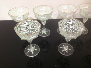 8 Antique Salviati Moser Murano Canine champagne glasses 4