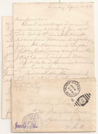 Wwi 42nd Division Aef Letter.  " Fighting 69th ".  165th U.  S.  Infantry.  France 1918.