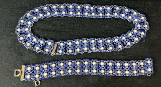 David Andersen Norway Sterling Silver And Blue Enamel Necklace And Bracelet Wow