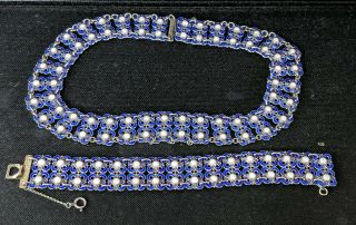 David Andersen Norway Sterling Silver and blue Enamel Necklace and Bracelet wow 6