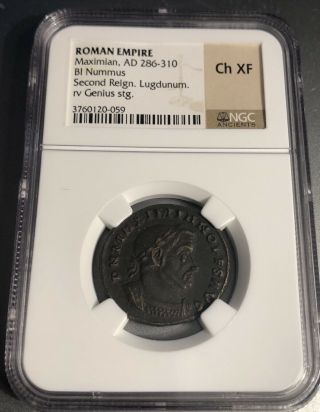 Ngc Graded Au - Maximian Ancient Roman Empire Bronze Bi Nummis Coin 286 - 310 Ad
