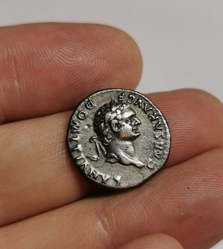 Rare Ancient Roman Imperial Domitian 81 - 96 Ad Silver Denarius Coin Xf Tonig