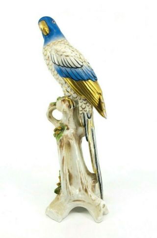 Antique Bird Figurine Parrot Colors And Gilding 10.  5 " Possibly German