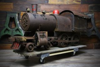 Antique Folk Art Gas Powered Steam Engine Railroad Yard Train Vtg Parts Repair