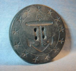 Vintage Anchor Civil War Era Navy Hard Rubber Button Very Early Button 1 3/8 "