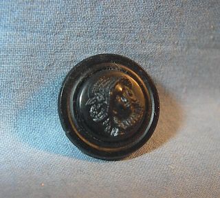 Vintage Girls Bust Dec 20 1880 Hard Rubber Picture Button Very Early Button 5/8 "