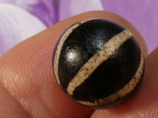 Ancient Pumtek Pyu Bead  6 Stripe Sun Ray  World Class Contrast Wear 13.  9mm