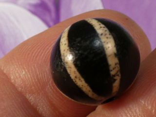 ANCIENT PUMTEK PYU BEAD  6 STRIPE SUN RAY  WORLD CLASS CONTRAST WEAR 13.  9mm 7