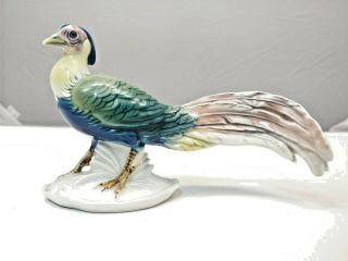 Antique Karl Ens Germany Porcelain Figurine Art Deco Pheasant Bird Glazed 6 "