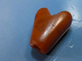 ANCIENT PRE - COLUMBIAN TAIRONA RED AGATE FROG SYMBOL BEAD 16.  3 BY 12.  6 BY 7.  2mm 2