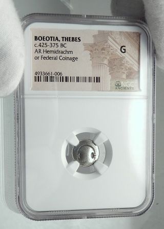 Thebes in Boeotia Authentic Ancient Silver Greek Coin SHIELD AMPHORA NGC i78722 3