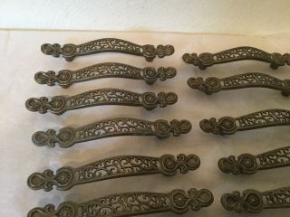 25 Vtg Drawer Pulls Handles Ornate Lacey Cutout National Brand 3