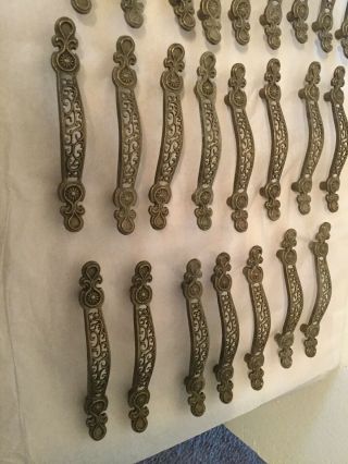 25 Vtg Drawer Pulls Handles Ornate Lacey Cutout National Brand 6