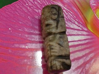 Ancient Pre - Columbian Mesoamer.  Jade Man Effigy Bead Zapotec Artifact Tops