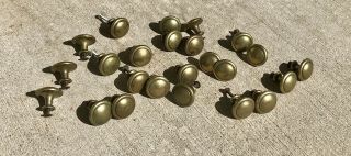 24 Brass Knobs Cabinet Drawer Pulls Round Ring Style Gold
