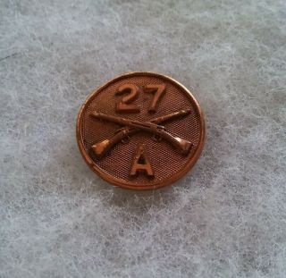 Ww1 Us 27th Infantry Company A Collar Disk