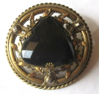 Antique Brass Cut Steel Faceted Glass 2 Buttons 19th Century X - Large 1 3/4 "