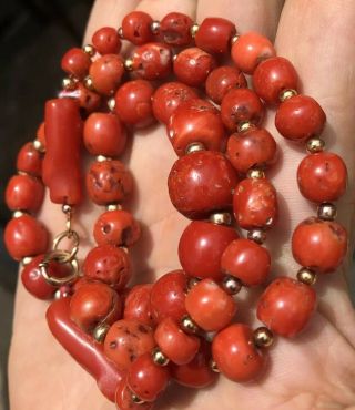 Tibetan Natural Undyed AKA Coral Necklace Beads 65.  8gr 10