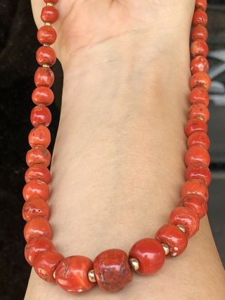 Tibetan Natural Undyed AKA Coral Necklace Beads 65.  8gr 2