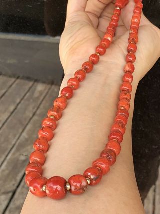 Tibetan Natural Undyed AKA Coral Necklace Beads 65.  8gr 3