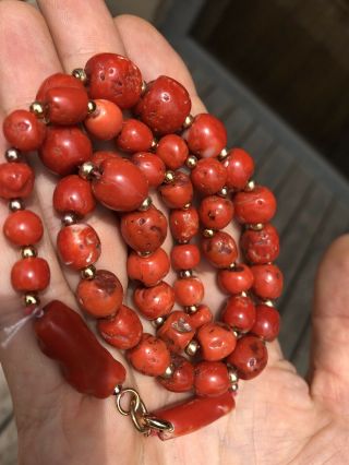 Tibetan Natural Undyed AKA Coral Necklace Beads 65.  8gr 4