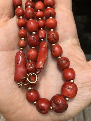 Tibetan Natural Undyed AKA Coral Necklace Beads 65.  8gr 6