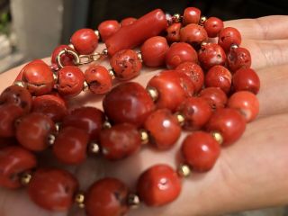 Tibetan Natural Undyed AKA Coral Necklace Beads 65.  8gr 8