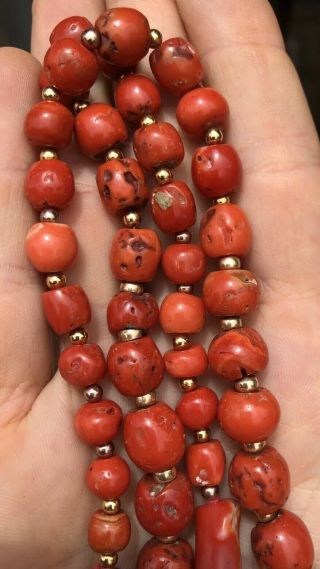 Tibetan Natural Undyed AKA Coral Necklace Beads 65.  8gr 9