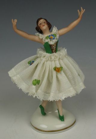 Ackermann & Fritze Dresden Lace Figurine " Dancing Lady " Worldwide