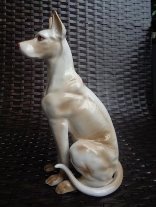 Vintage PORCELAIN Unique FIGURINE PALE GREAT DANE DOG 3039 Japan 2