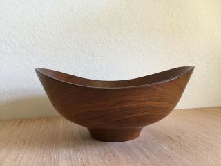 Mid Century Teak Bowl Designed By Finn Juhl for Kay Bojesen Denmark Signed 10