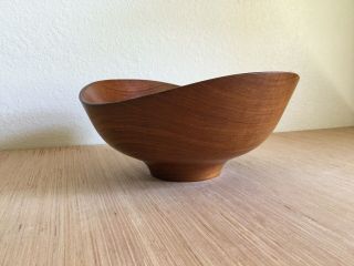 Mid Century Teak Bowl Designed By Finn Juhl for Kay Bojesen Denmark Signed 4