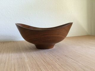 Mid Century Teak Bowl Designed By Finn Juhl for Kay Bojesen Denmark Signed 6