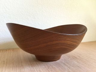 Mid Century Teak Bowl Designed By Finn Juhl for Kay Bojesen Denmark Signed 9