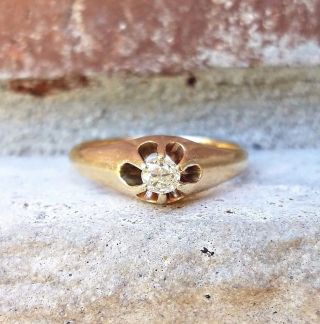 Antique Victorian.  20 Old European Diamond Engagement Ring With Belcher Setting