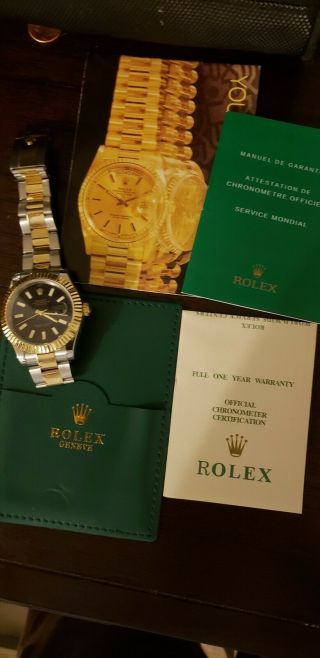 Rolex Mens Datejust Gold Dial 18k Stainless Steel Watch T2k2