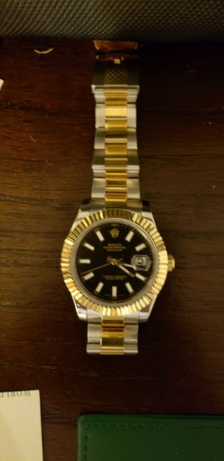 Rolex Mens Datejust Gold Dial 18k Stainless Steel Watch T2k2 2