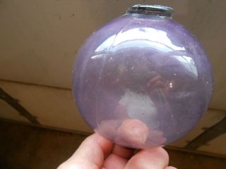 Antique Amethyst Glass Lightning Rod Ball Some Chips On Collars