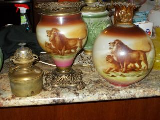 Gone With The Wind Lamp/gwtw/ Banquet/parlor Lamp With Tigers/ Still In Oil