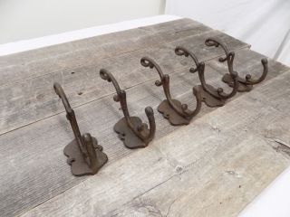 5 Large Hooks Rustic School Style Coat Hooks Hat Hall Tree Restoration Cast Iron