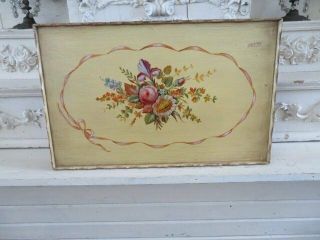 Gorgeous Old Vintage Italian Hanging Tabletop With Hand Painted Roses Flowers